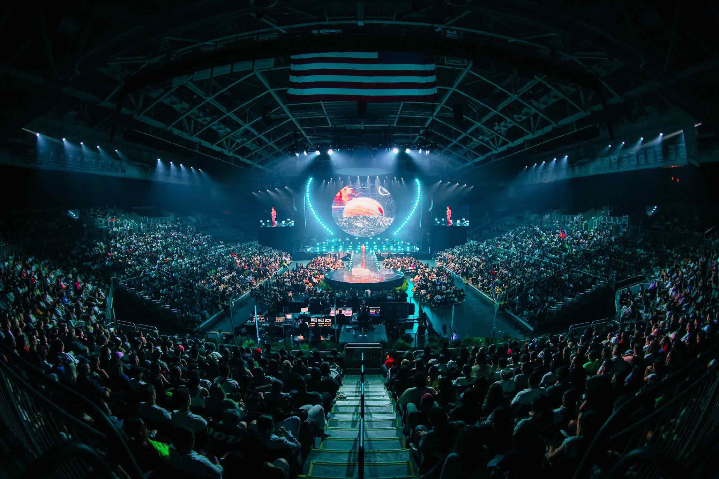 An arena filled for a worship gathering